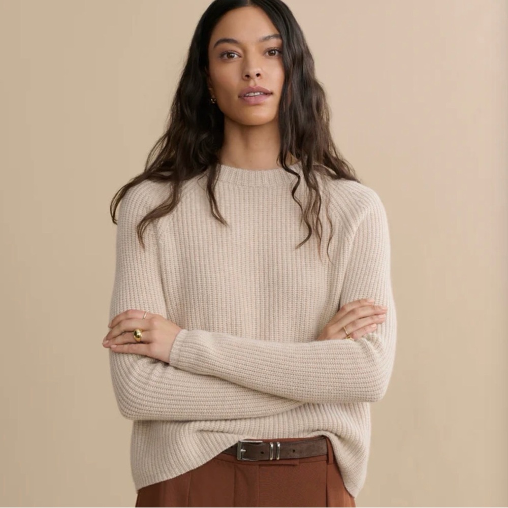 Jenni Kayne Cashmere Fisherman Sweater - Oatmeal Size S